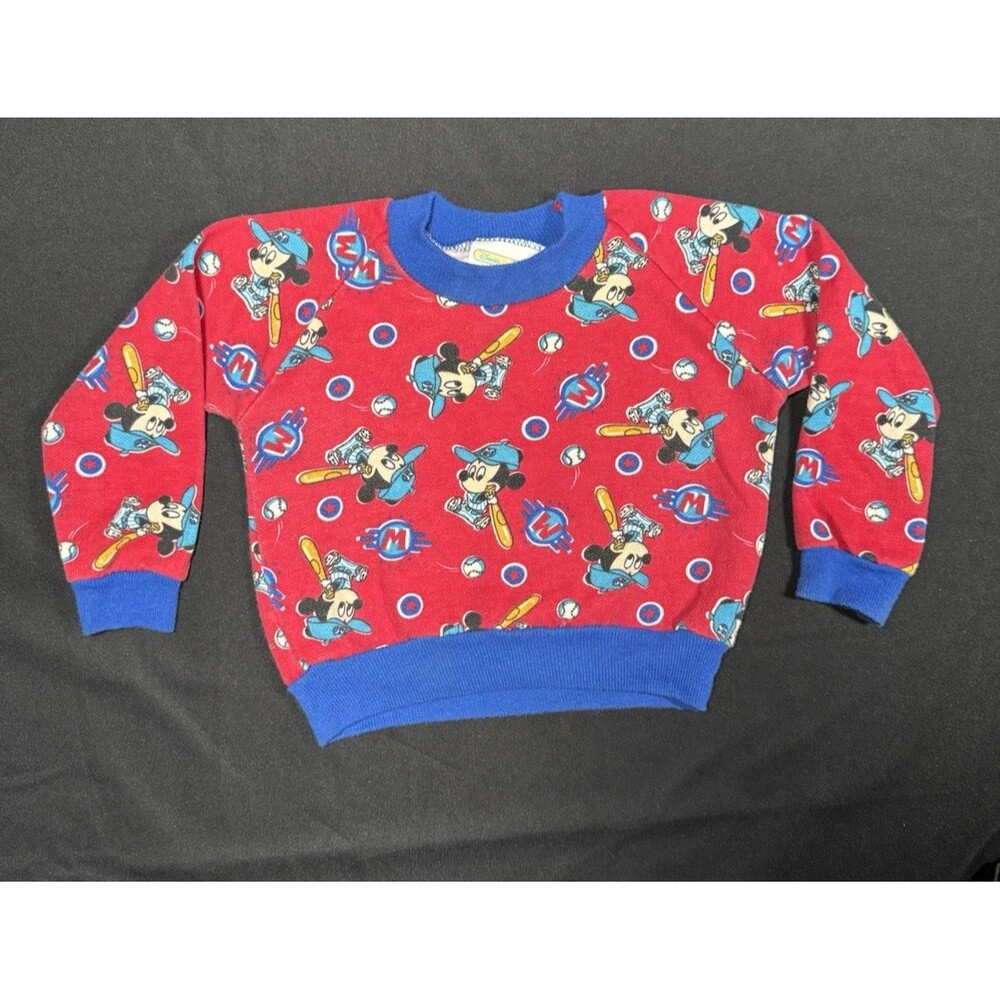 Vintage 80s 90s Disney Mickey Stuff For Kids AOP Baseball Sweatshirt  Toddler
